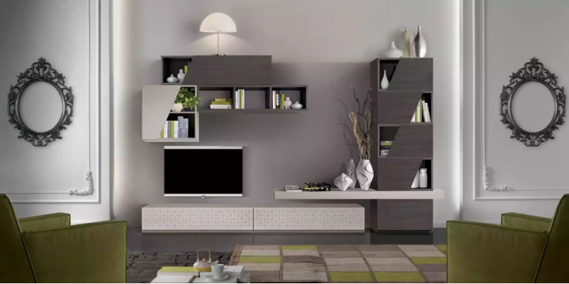 Living room wall shelves, living room cabinets, modern luxury TV design, new.