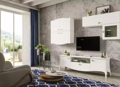Luxury TV stand living room rtv lowboard sideboard wall unit white new