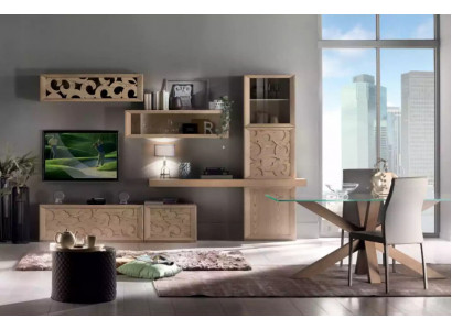 Living room wall unit wood style classic Italian living room furniture cabinet.