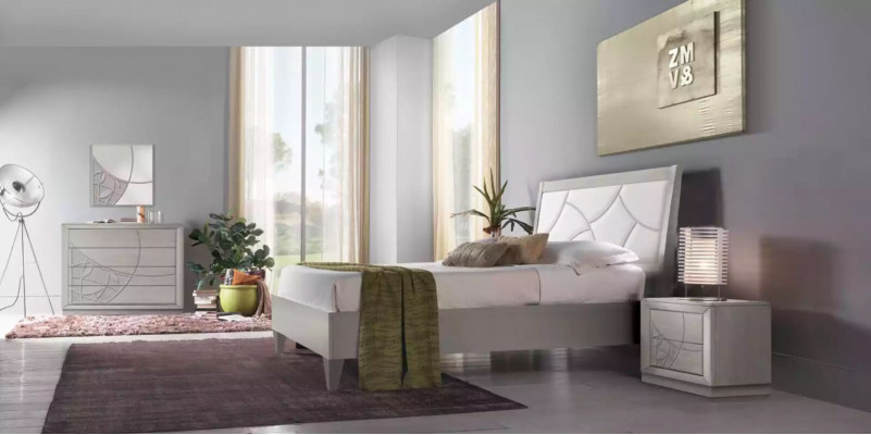 Bedroom set bed 2x bedside tables console beds luxury upholstery 5 pcs.
