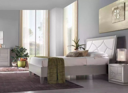 Bedroom set bed 2x bedside tables console beds luxury upholstery 5 pcs.