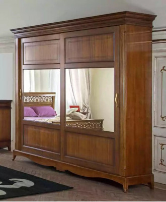 Bedroom furniture wardrobe with mirror solid wood design Italy