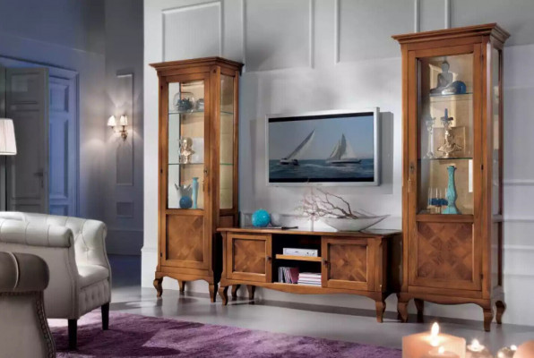 Living room TV stand 2x display cabinet 3-piece set. New living room furniture set designer