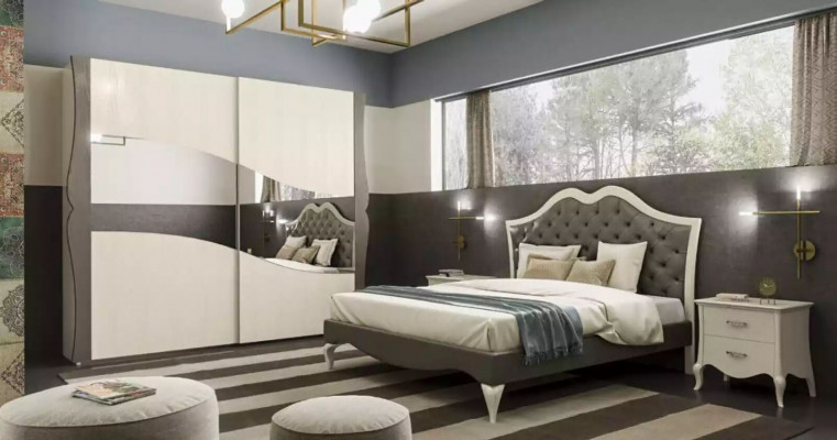 Bed Bedroom Set Bed 2x Nightstands Modern Italian Furniture 3-piece Set