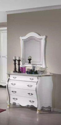 Complete wooden dresser with mirror classic furniture decoration 2-piece set