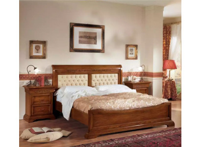 Bedroom complete bed 2x nightstand set luxury furniture 3-piece. Brown