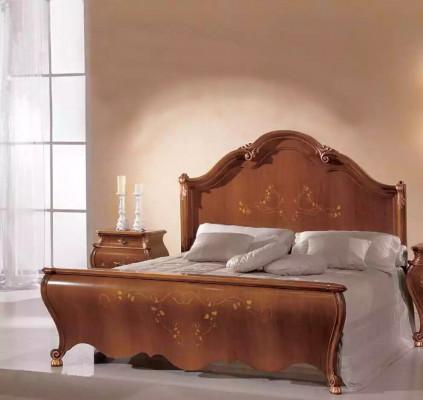 Wooden double bed in classic style luxury design bedroom beds