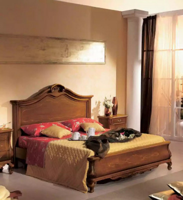 Wooden double bed in classic style luxurious bedroom design beds