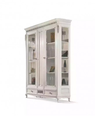 Classic display cabinet living room showcase cabinet white glass display case new