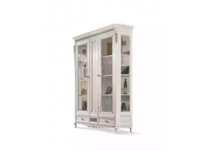 Classic display cabinet living room showcase cabinet white glass display case new