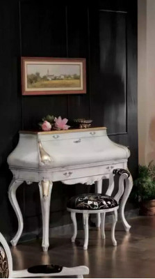 Makeup table white luxury console dresser wood classic design