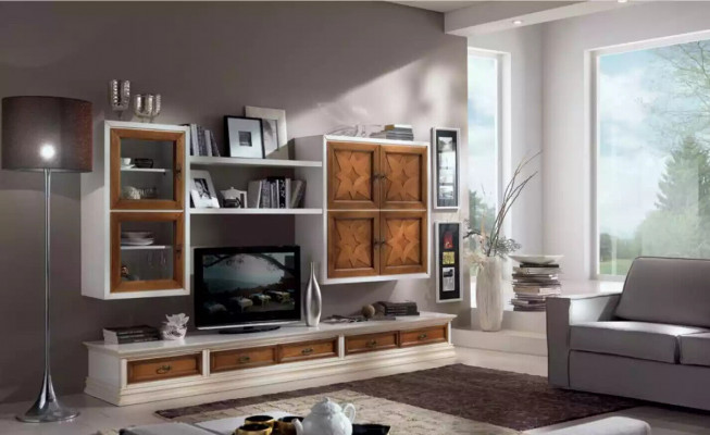 Italian wooden furniture designer sideboard living room wall unit living room cabinet unit
