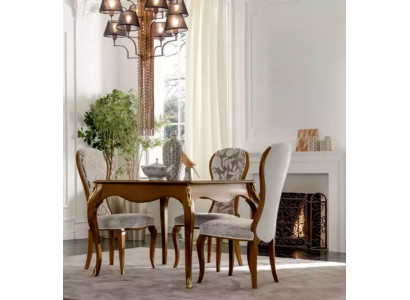 Luxury Dining Room Set Brown Suite Classic Table 4x Chairs Set 5-piece