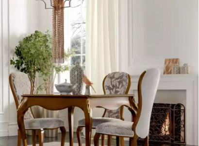 Luxury Dining Room Set Brown Suite Classic Table 4x Chairs Set 5-piece