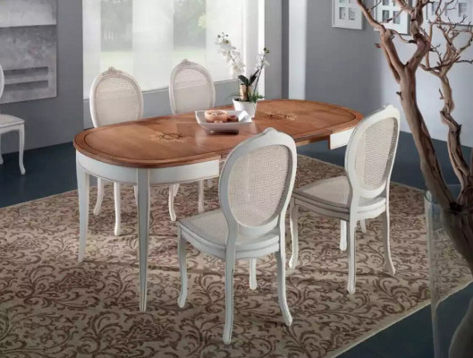 Italian furniture designer wood table seat upholstery dining room 4x chairs