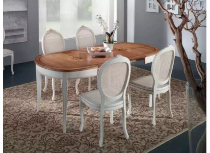 Italian furniture designer wood table seat upholstery dining room 4x chairs