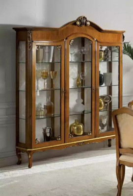 Classic display cabinet wood noble luxury glass cupboard wooden shelf display cabinets
