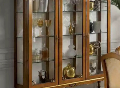 Classic display cabinet wood noble luxury glass cupboard wooden shelf display cabinets