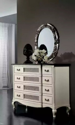 Wood Italian Furniture Design Furniture Style 2-piece Dresser with Mirror New