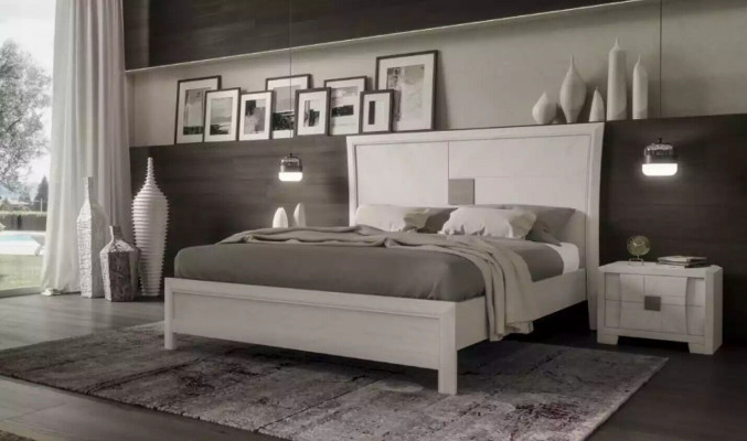 Bed 2x Nightstands 3-piece Bedroom Set Design Modern Luxury Furniture