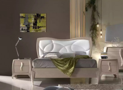 Design bed, 2x nightstands, 3-piece bedroom luxury complete set