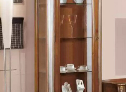 Luxurious high-quality showcase made of brown wood Classic furniture cabinet