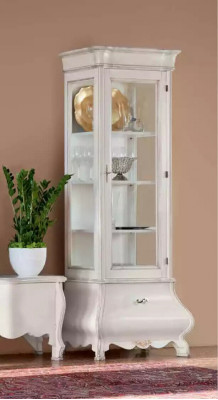 White luxury living room wall furniture 2x display cabinets TV stand classic