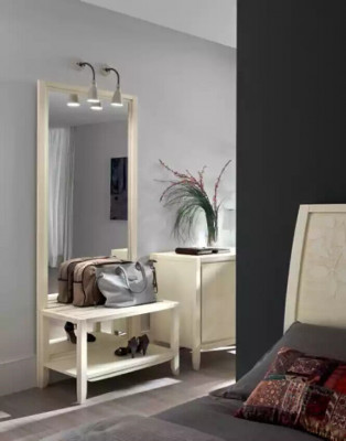 Luxury Complete Bedroom Set Beige Desk Bed Nightstand New
