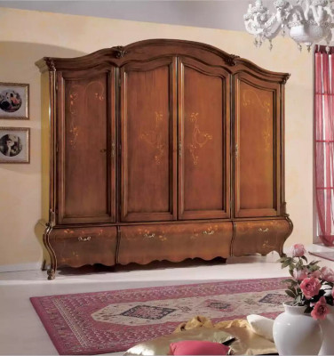 Solid Wood Wardrobe Classic Luxury Bedroom Furniture Brown New