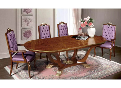 Dining table with 4 chairs, classic dining room set, 5-piece set, oval table