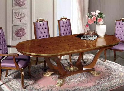Dining table with 4 chairs, classic dining room set, 5-piece set, oval table