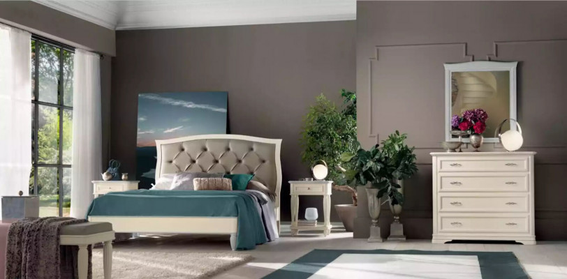 Bed 2x Nightstands 3-piece Bedroom Set Design Modern Luxury Group