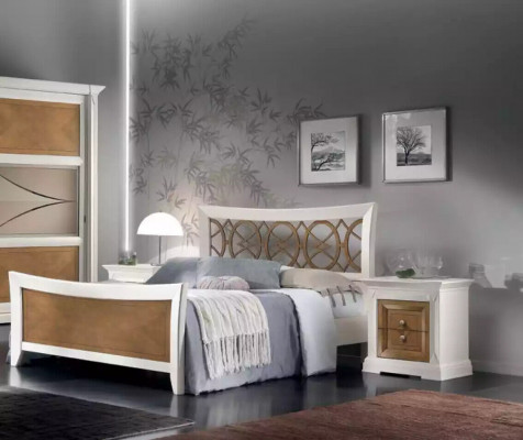 Bedroom furniture 3-piece set bed solid wood nightstands 2x wooden beds