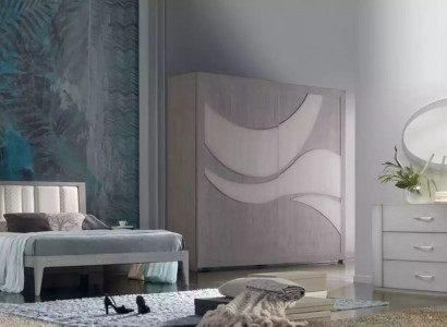 Bedroom bed, 2 bedside tables, wardrobe, dresser, luxury set, 5 pieces.