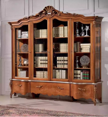 Classic luxury bookcase solid wood furniture display cabinet shelf cabinet