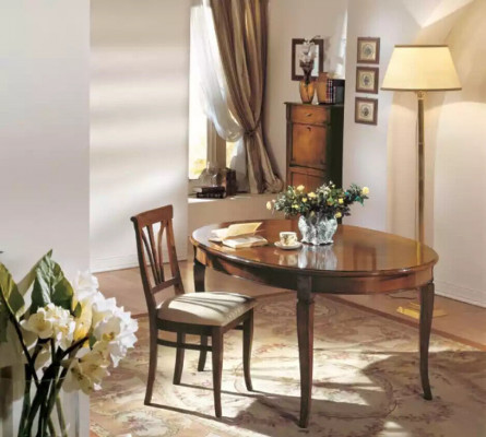 Dining table 4x chairs classic dining room set 5-piece set oval table