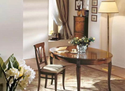 Dining table 4x chairs classic dining room set 5-piece set oval table