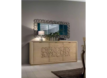Luxury sideboard mirror living room wooden cabinet brown 2-piece
