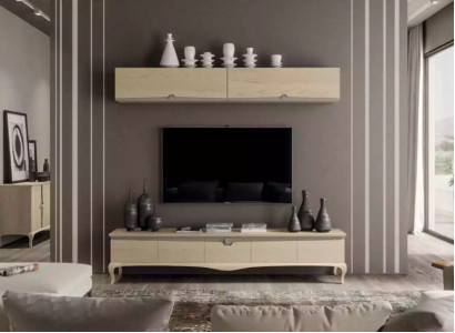 TV stand wall shelf wooden table wall shelf beige classic design new