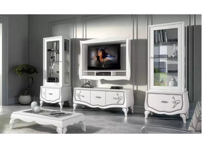 Design Living Room Set Display Cabinet 2x TV Frame Wall Shelf Living Room Wall Unit 4pcs.