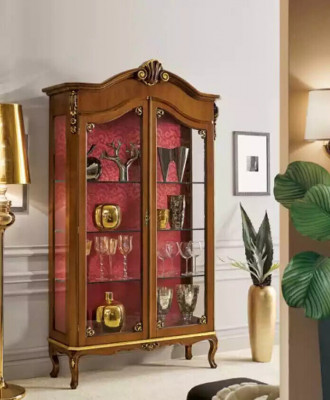 Showcase wood furniture glass cabinet brown display cabinet living room sideboard new
