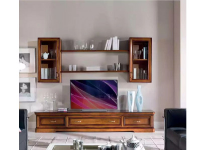 Classic living room wall unit wall shelves sideboard RTV brown lowboard