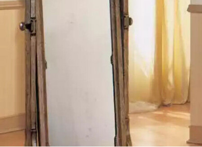 Large handmade mirror with a wooden frame