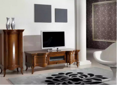 Wall unit, living room, wooden cabinets, classic wall, Italian style.