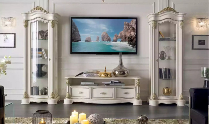 Living room RTV display cabinet sideboard chest of drawers cupboard group XXL set 3-piece.