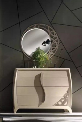 Set Chest of Drawers Mirror Designer Luxury Console Dressers Furniture Wood Beige