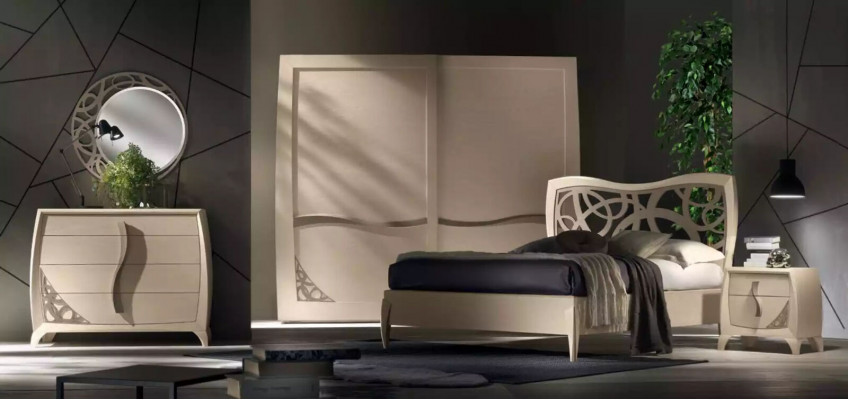 Set Chest of Drawers Mirror Designer Luxury Console Dressers Furniture Wood Beige