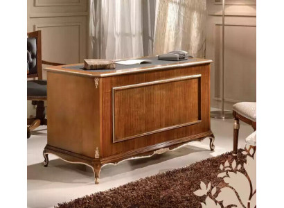 Desk brown wooden desk table drawers classic office furniture