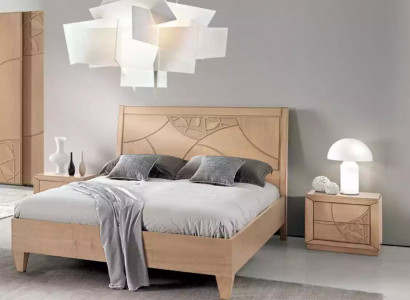 Design bedroom 3-piece set. Bed 2x nightstands modern luxury bed set