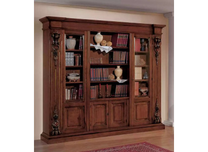 Large Brown Bookshelf Luxury Display Cabinet Solid Wood Furniture